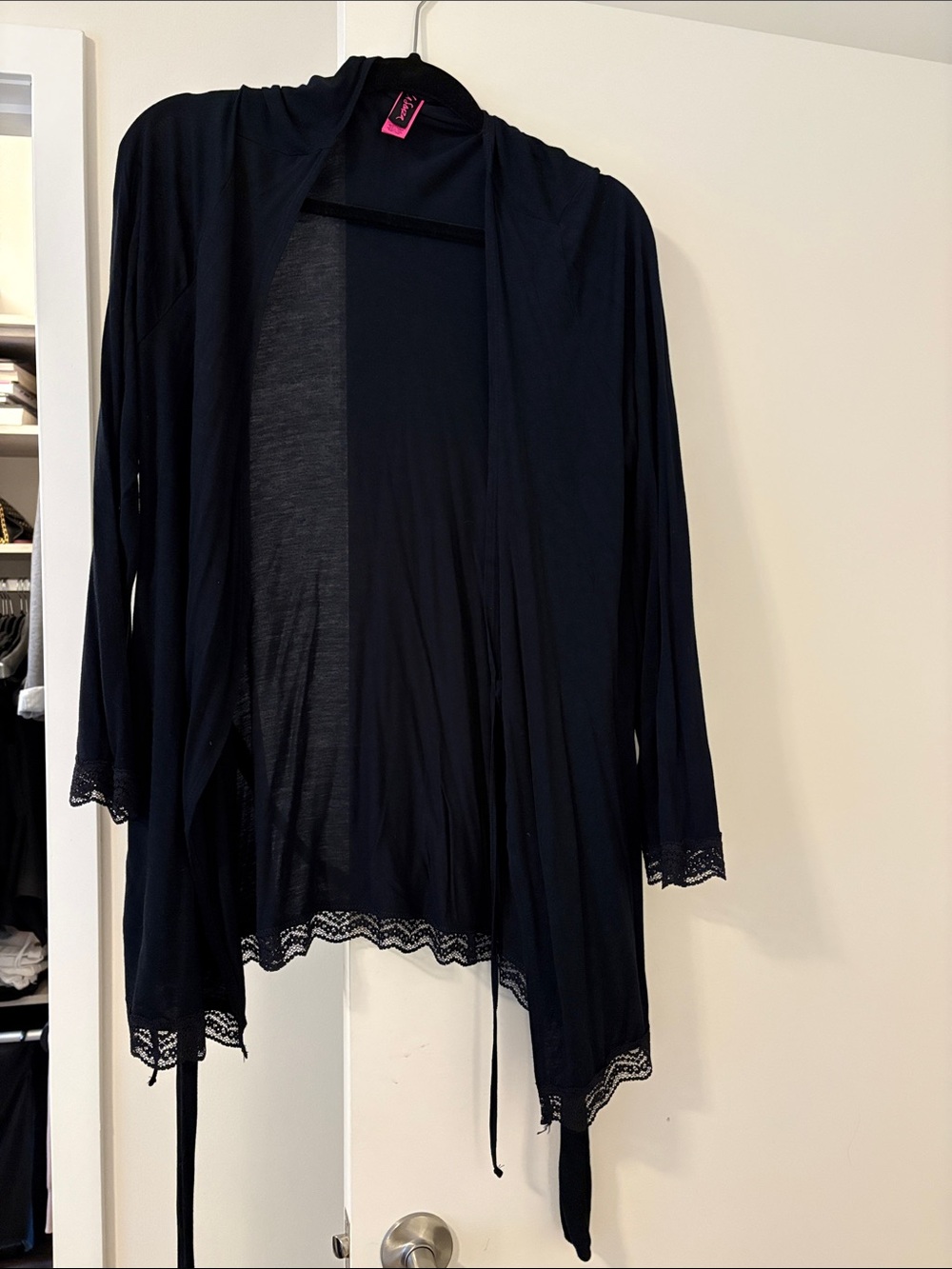 La SENZA Navy Lace-Trim Robe Cover-Up
